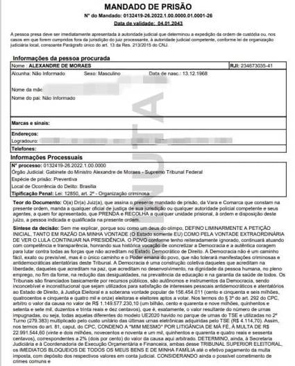 Mandado fake publicado no site do CNJ é repleto de ironias com viés político – Foto: Reprodução