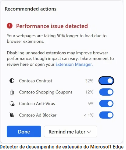 O Microsoft Edge sinalizará extensões que causam problemas de desempenho