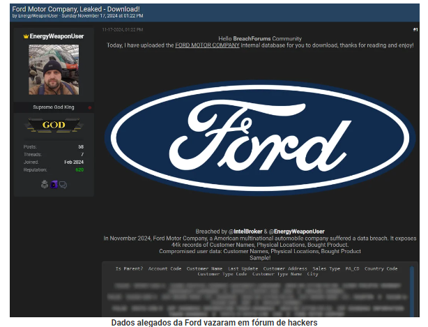 Ford rejeita alegações de violação e diz que dados de clientes não foram afetados